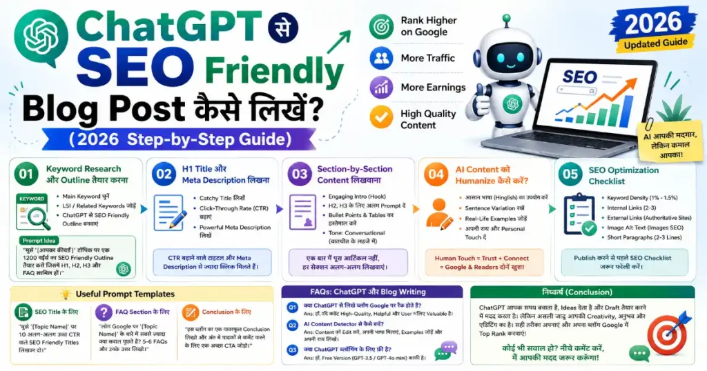 ChatGPT से SEO Friendly Blog Post कैसे लिखें? (2026 Step-by-Step Guide)